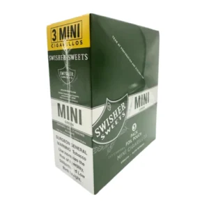 Swisher Sweets Mini Cigarillos Box of 45 (15 Pouches × 3 Mini Cigarillos) - Green