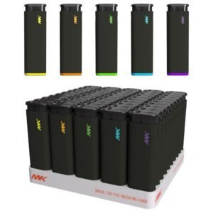 MK Windproof Jet-Black Butane Lighters – 50PCS Refillable