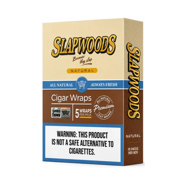 SLAPWOODS Natural Cigar Wraps – Box of 10 Packs