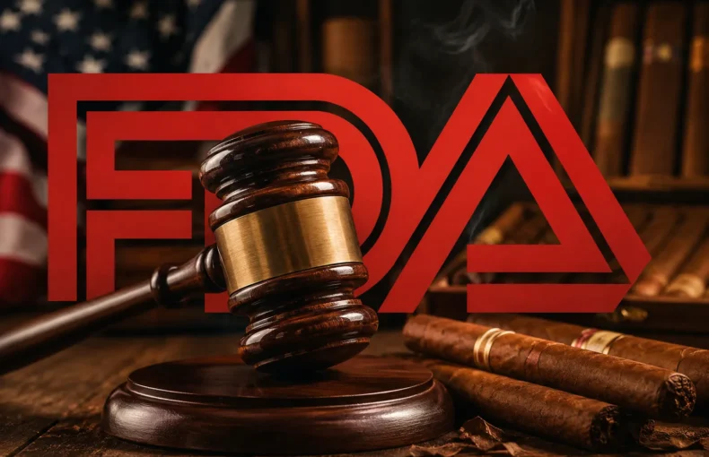 Gavel resting on a wooden desk with a large red ADA logo in the background.