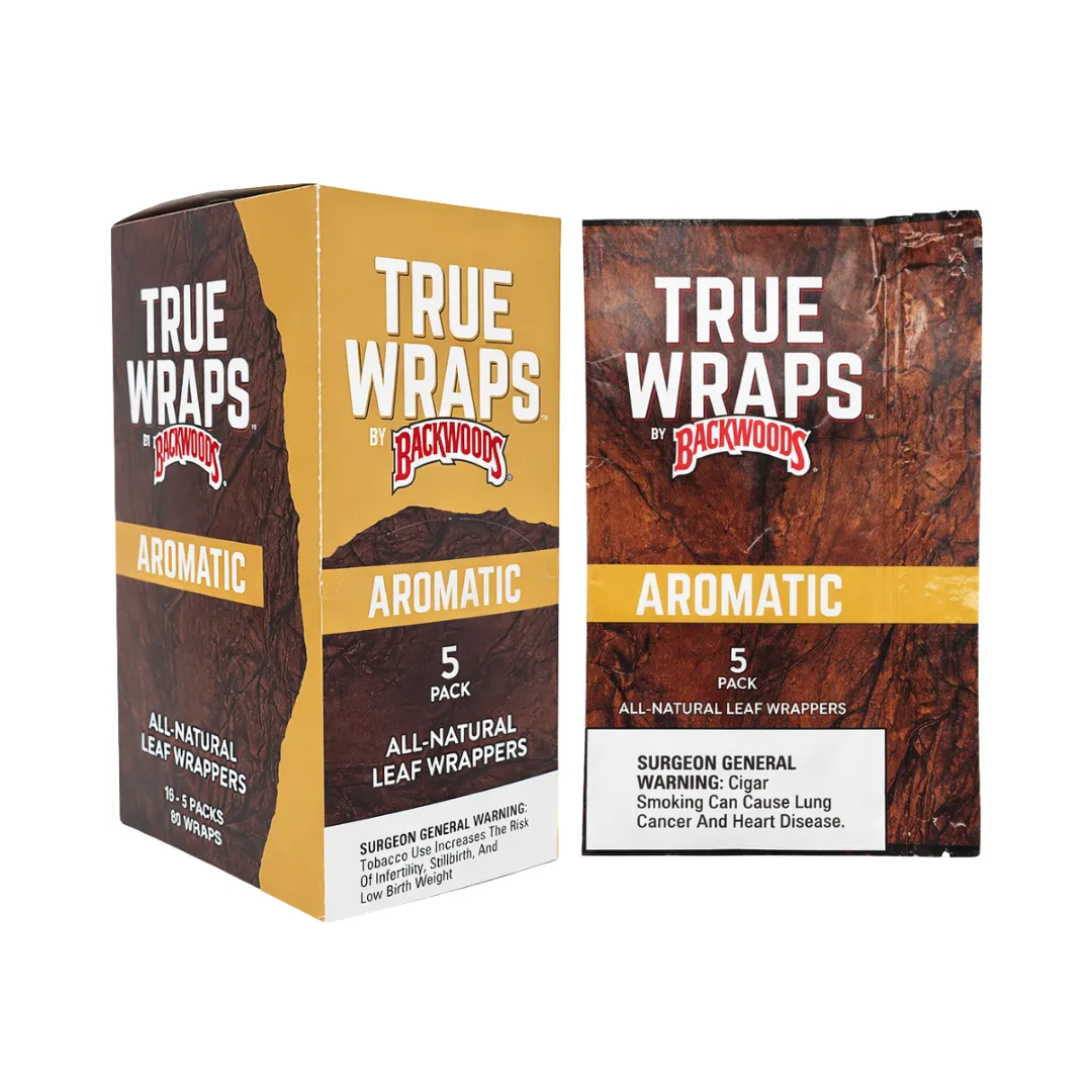 True Wraps by Backwoods Aromatic – 16 Packs of 5 (80 Wraps)